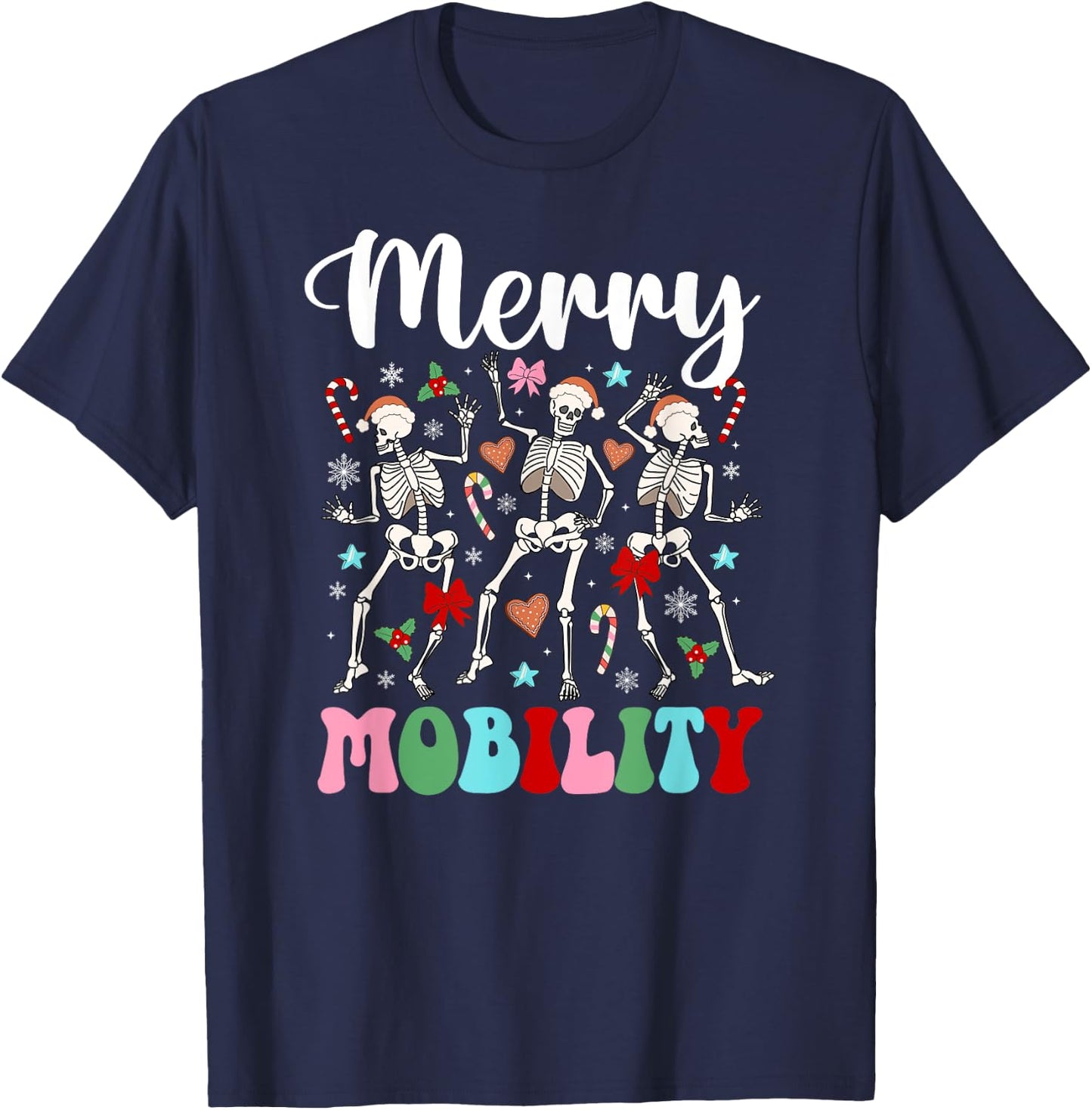 Christmas PT Therapist Xmas Groovy Physical Therapist - -Adults, Black, Small, Short Sleeve, Cotton Blend, Crew Collar, Cartoon Christmas, Straight Fit, Pull On, Winter, Imported T-Shirt - T-Shirt | Navy