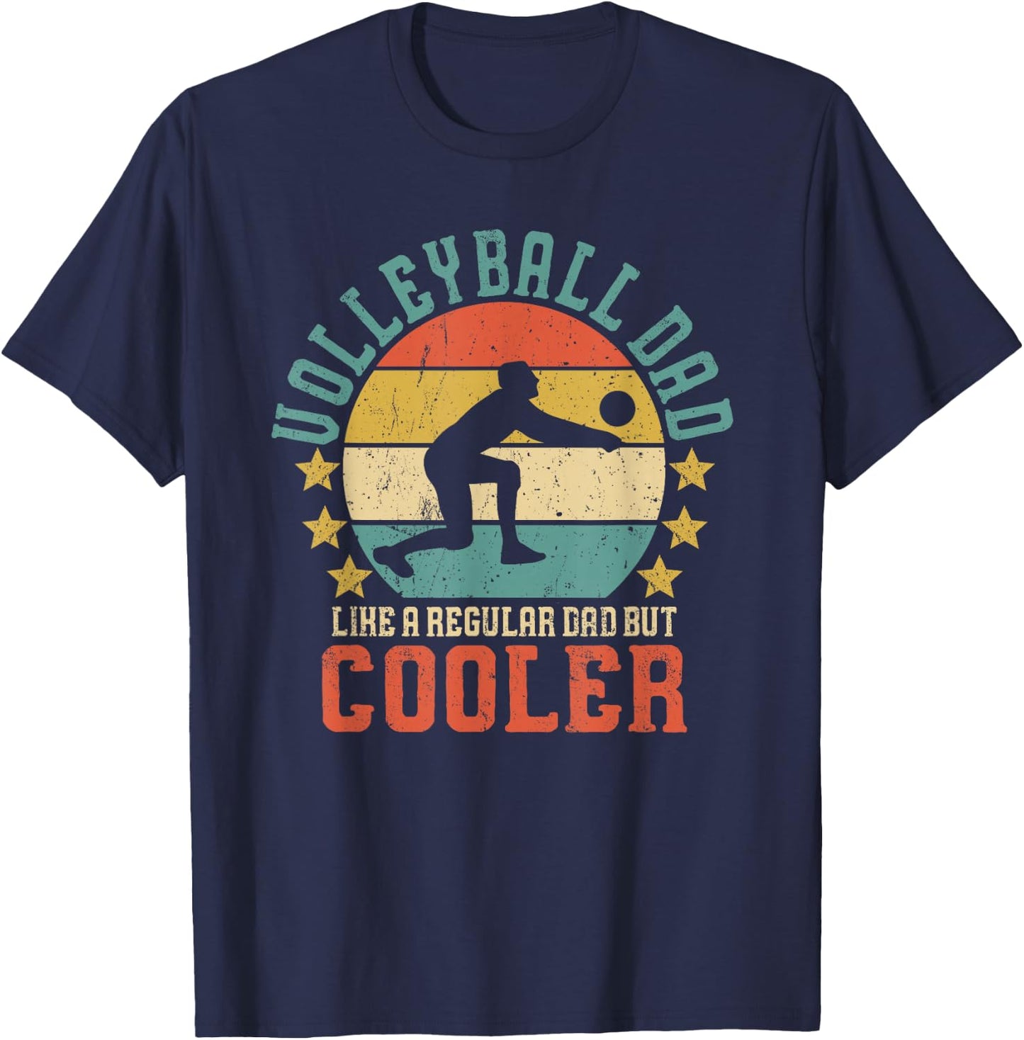 Volleyball Dad Vintage Volleyball Player Father's Day Gift T-Shirt - T-Shirt | Navy