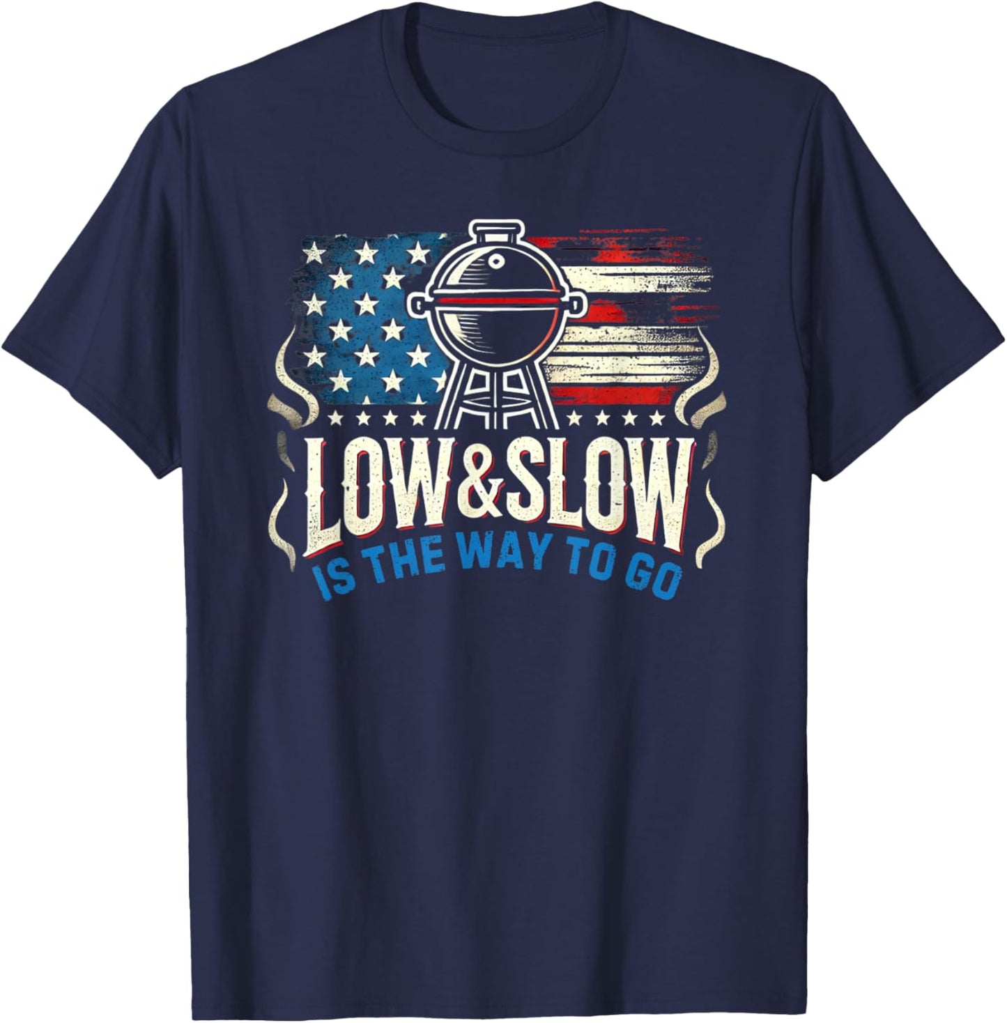 Patriotic BBQ Smoker Meat Smoking USA Grilling Barbecue T-Shirt - T-Shirt | Navy