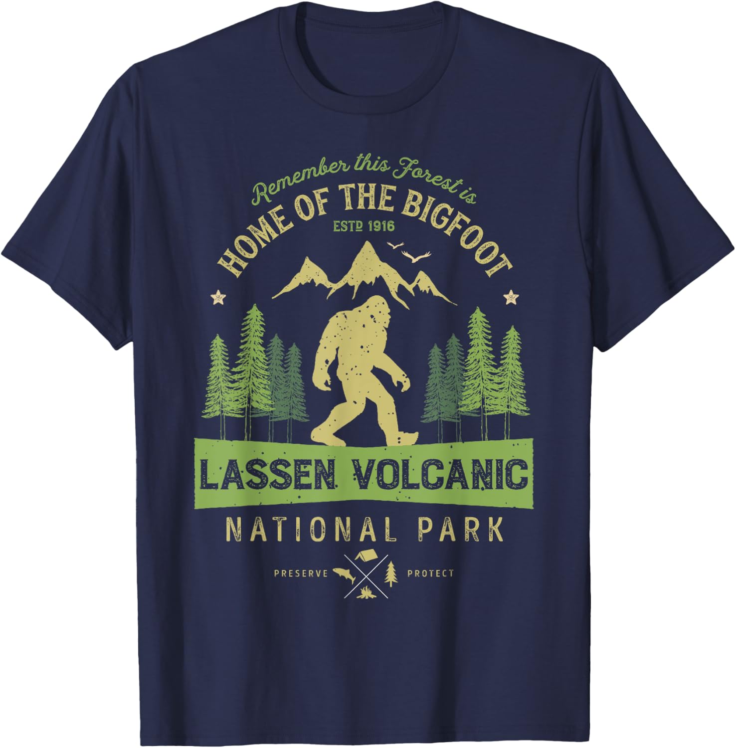 Lassen Volcanic National Park T shirt California Bigfoot T-Shirt - T-Shirt | Navy