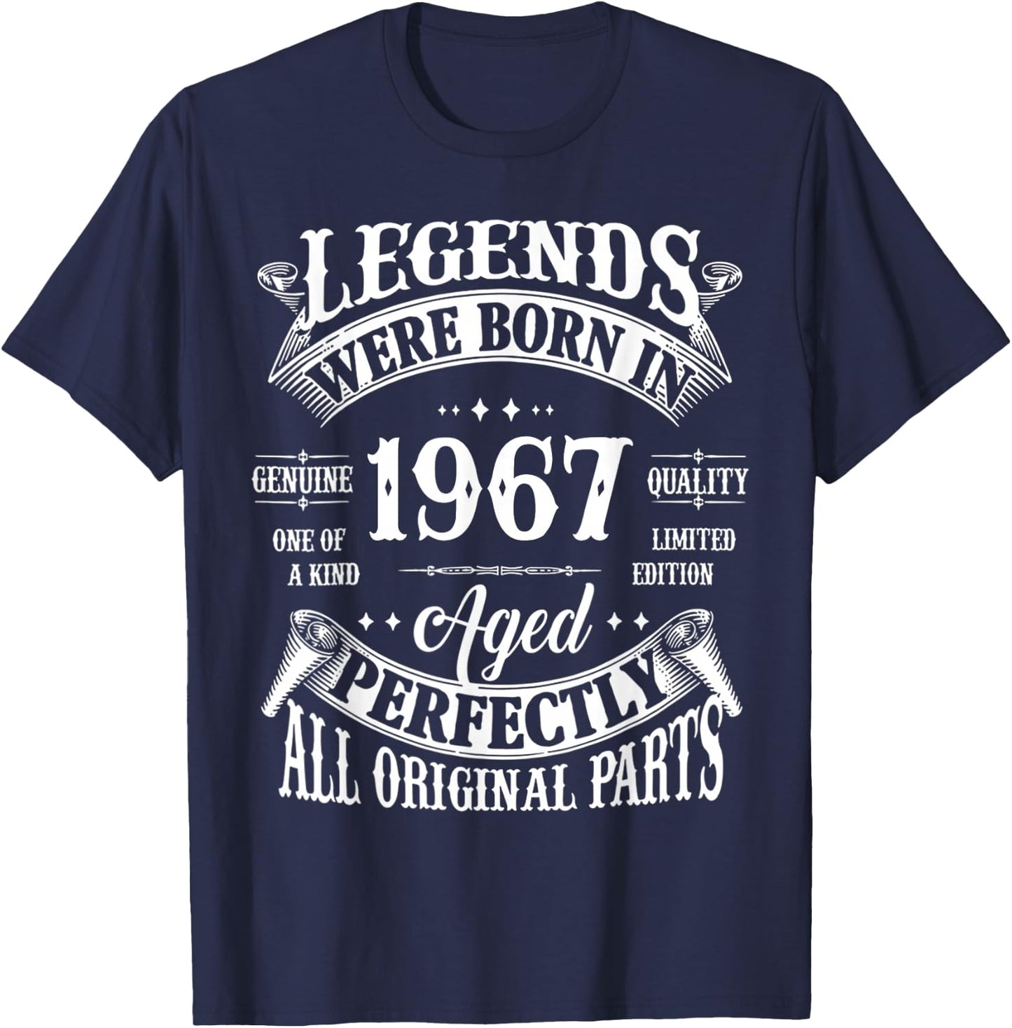 60th Birthday Shirt Vintage Born in 1967 60 Years Old B-Day T-Shirt - T-Shirt | Navy