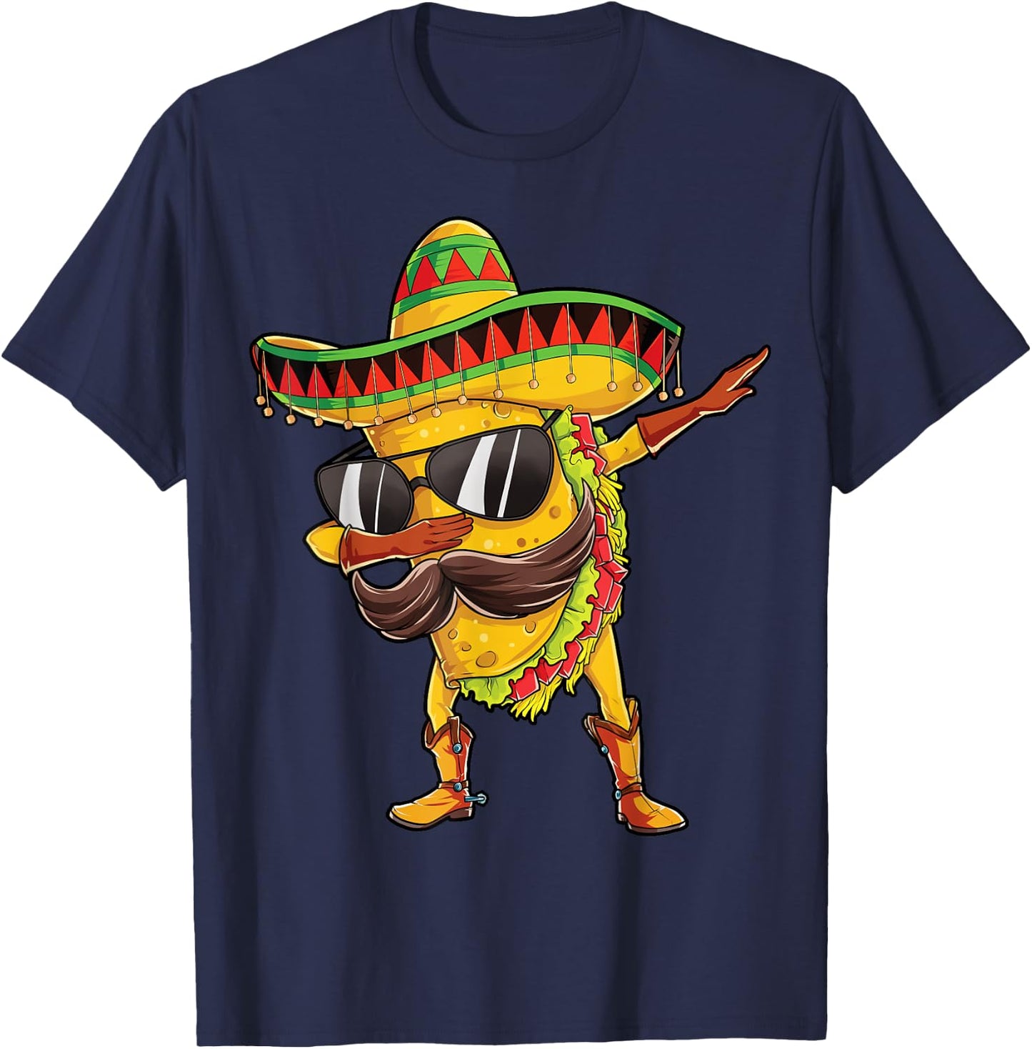 Dabbing Taco Cinco de Mayo Boys Men Mexican Food Sombrero T-Shirt - T-Shirt | Navy