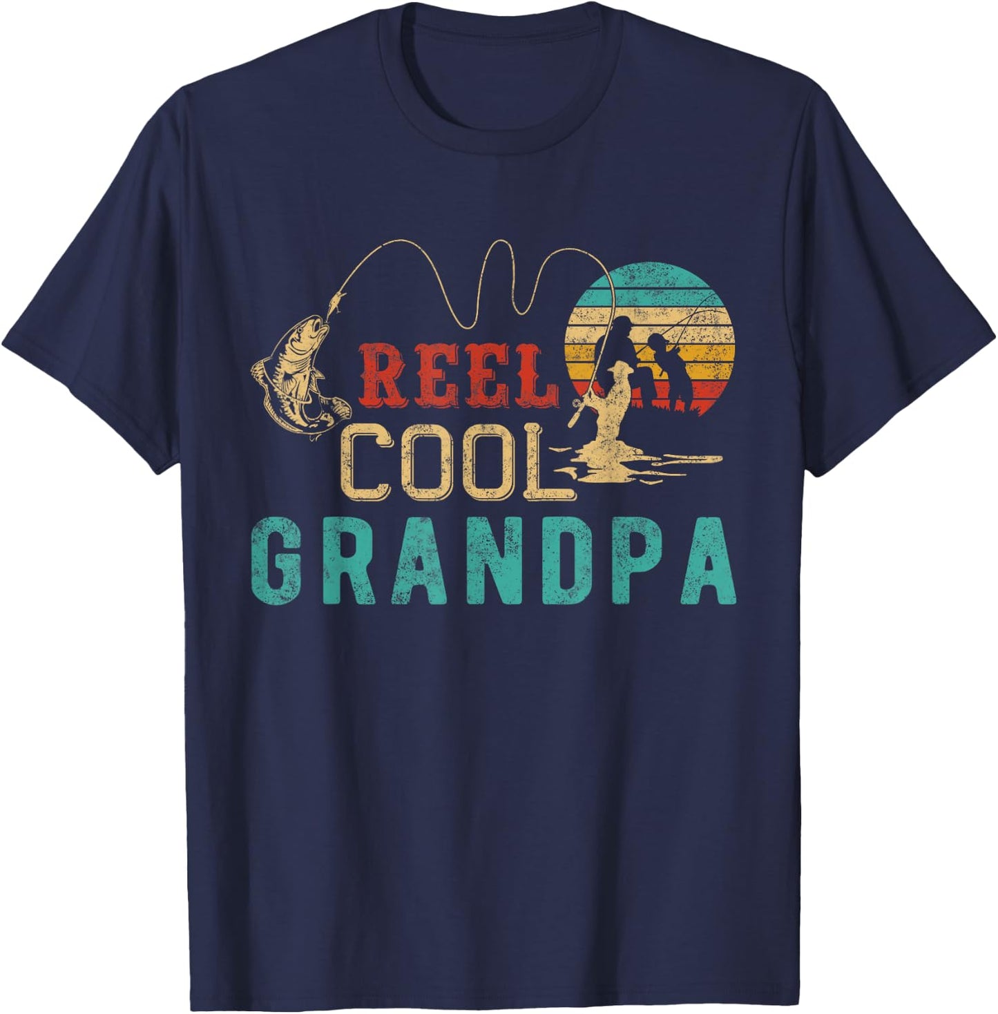 Grandpa shirt Vintage Reel cool Grandpa Fish fishing T-Shirt - T-Shirt | Navy