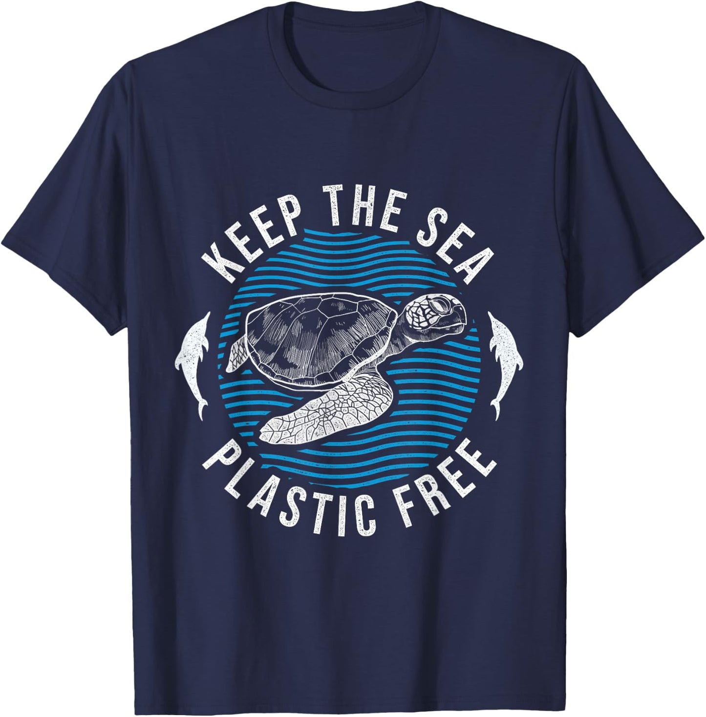 Climate Change Environment Keep Sea Plastic Free T-Shirt - T-Shirt | Navy