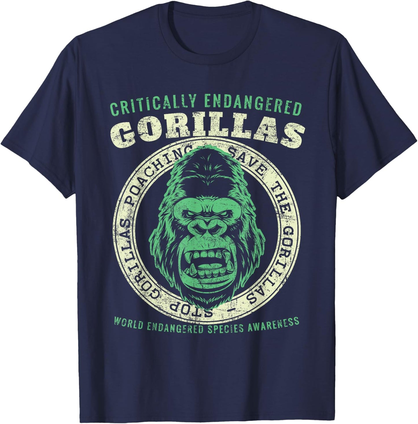 Save The Gorillas Vintage T-Shirt - T-Shirt | Navy