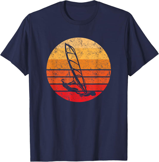 Windsurf, Windsurfing Shirt Retro Style Sunset Vintage T-Shirt - T-Shirt | Navy