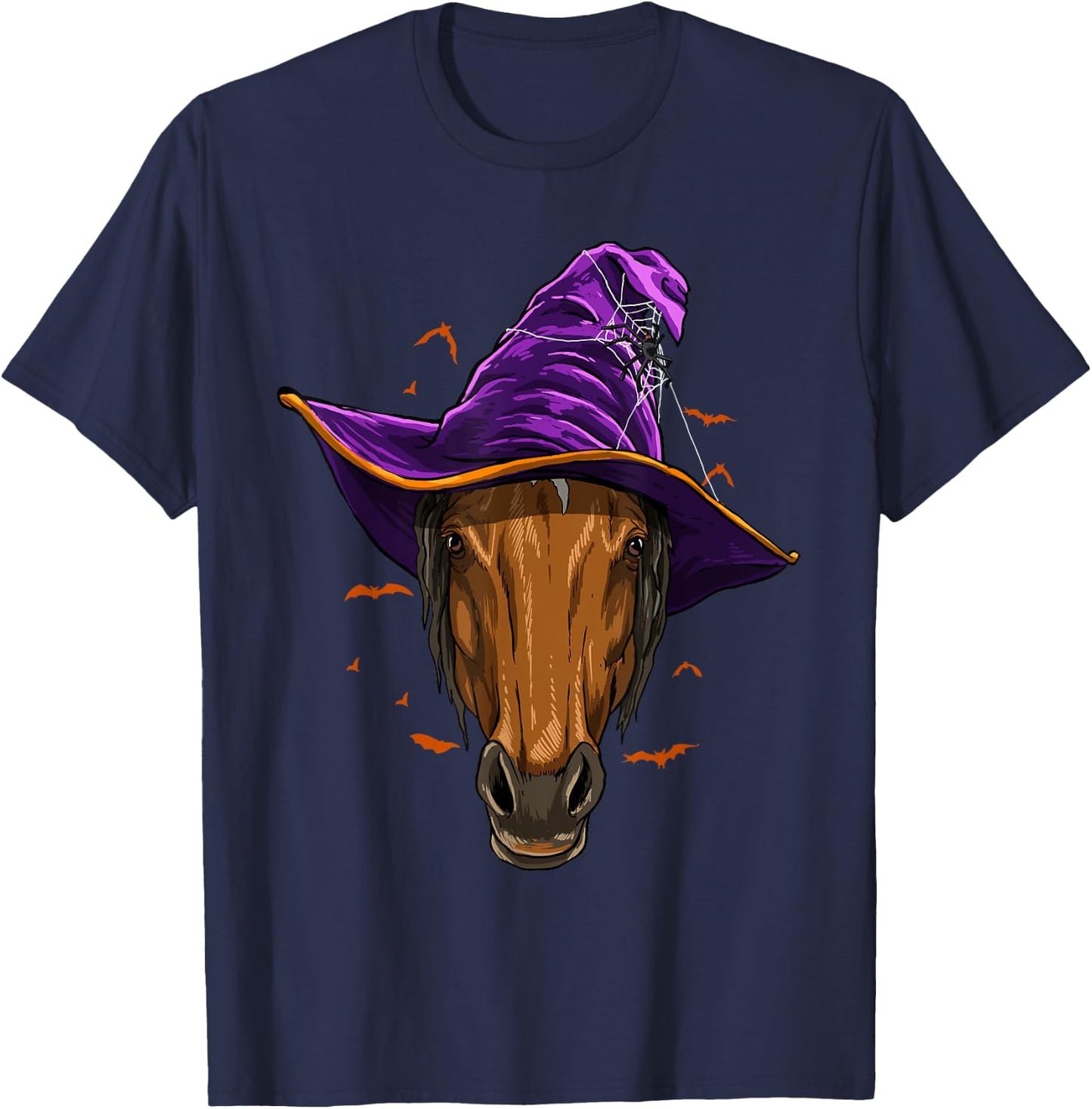 Horse Witch Hat Funny Halloween Horse Lover Whisperer T-Shirt - T-Shirt | Navy