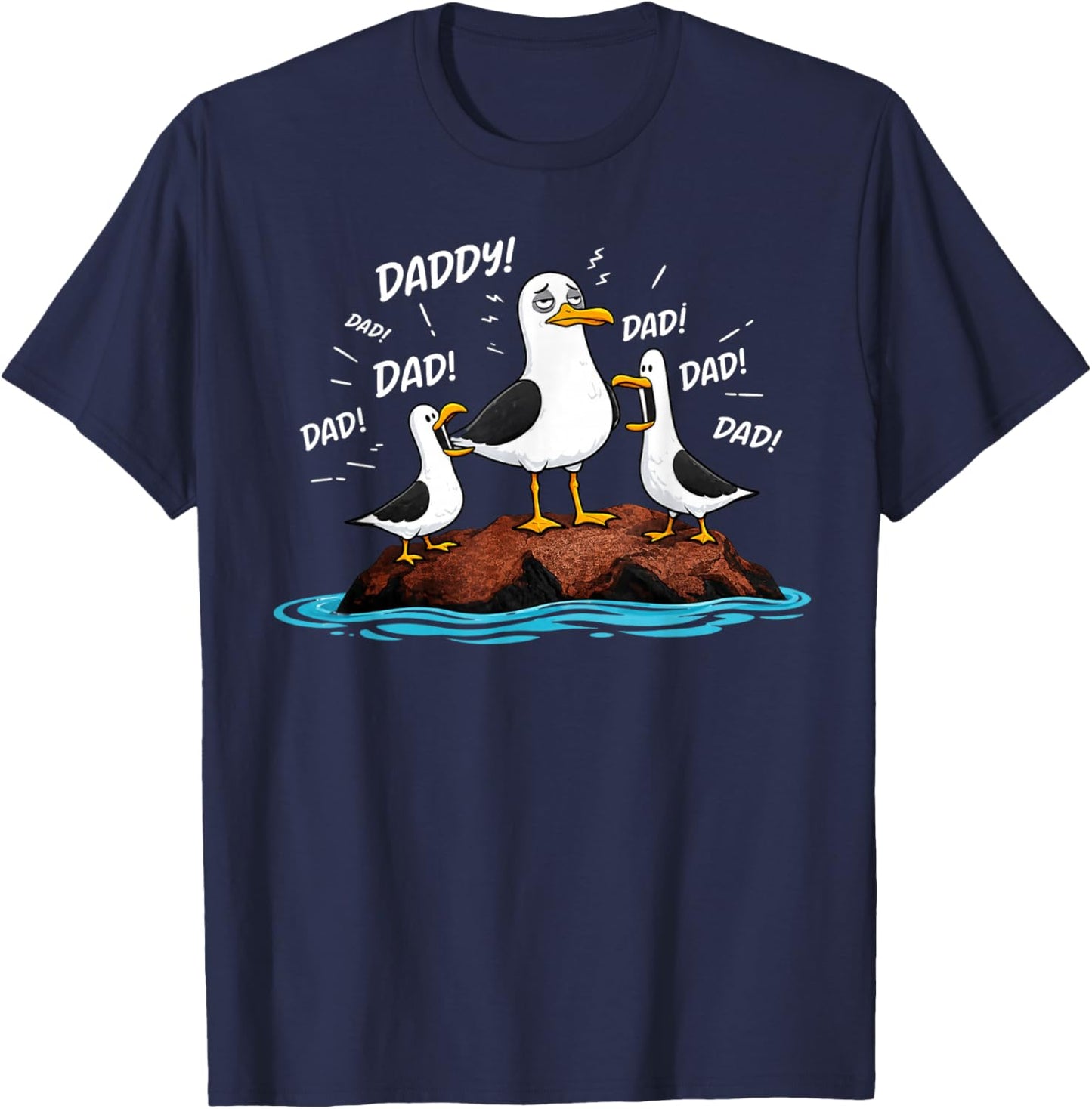 Funny Seagull Dad Father’s Day Dad Daddy Seagull T-Shirt - T-Shirt | Navy