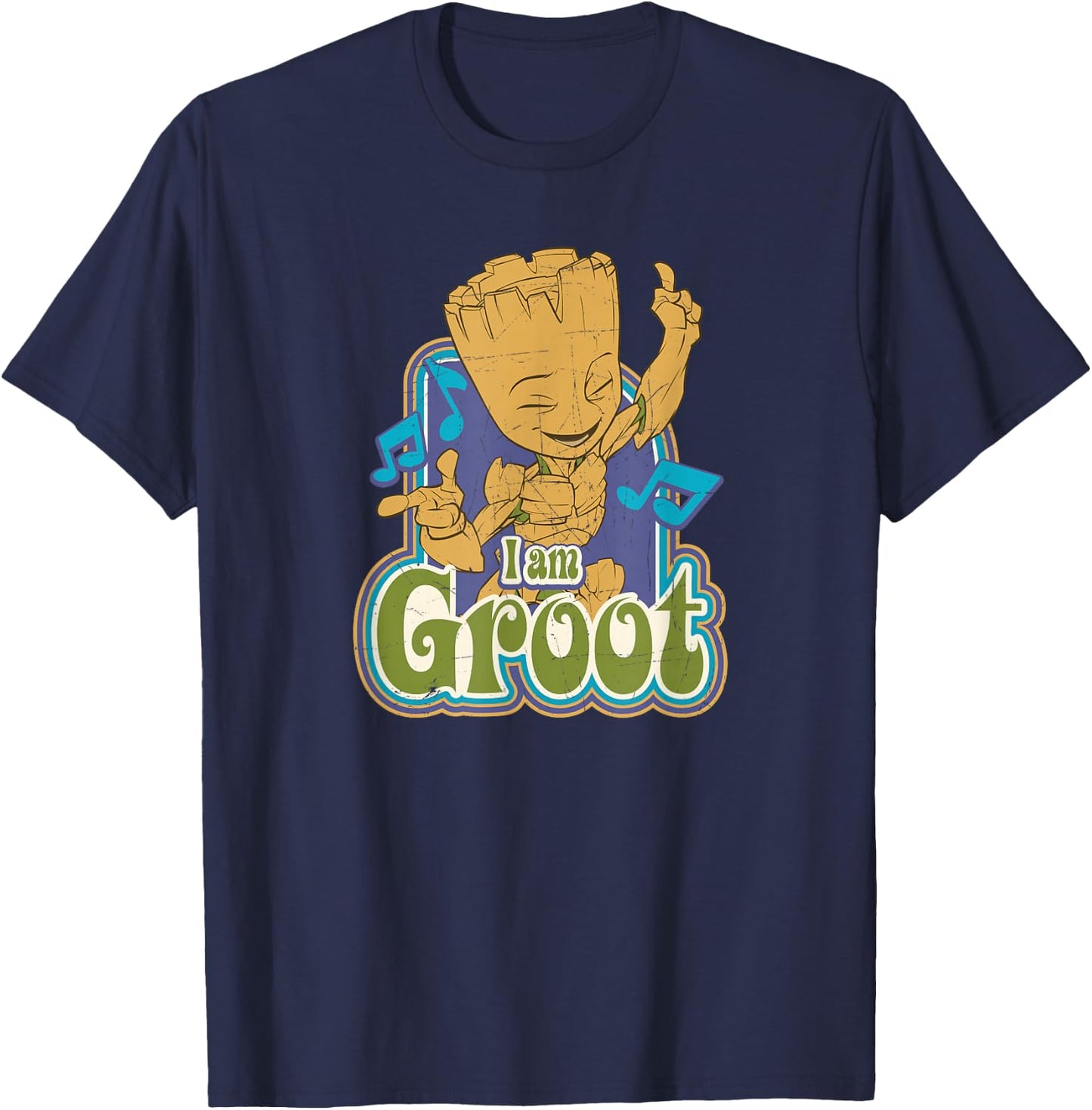 Marvel Guardians of the Galaxy I am Groot Vintage Music T-Shirt - T-Shirt | Navy