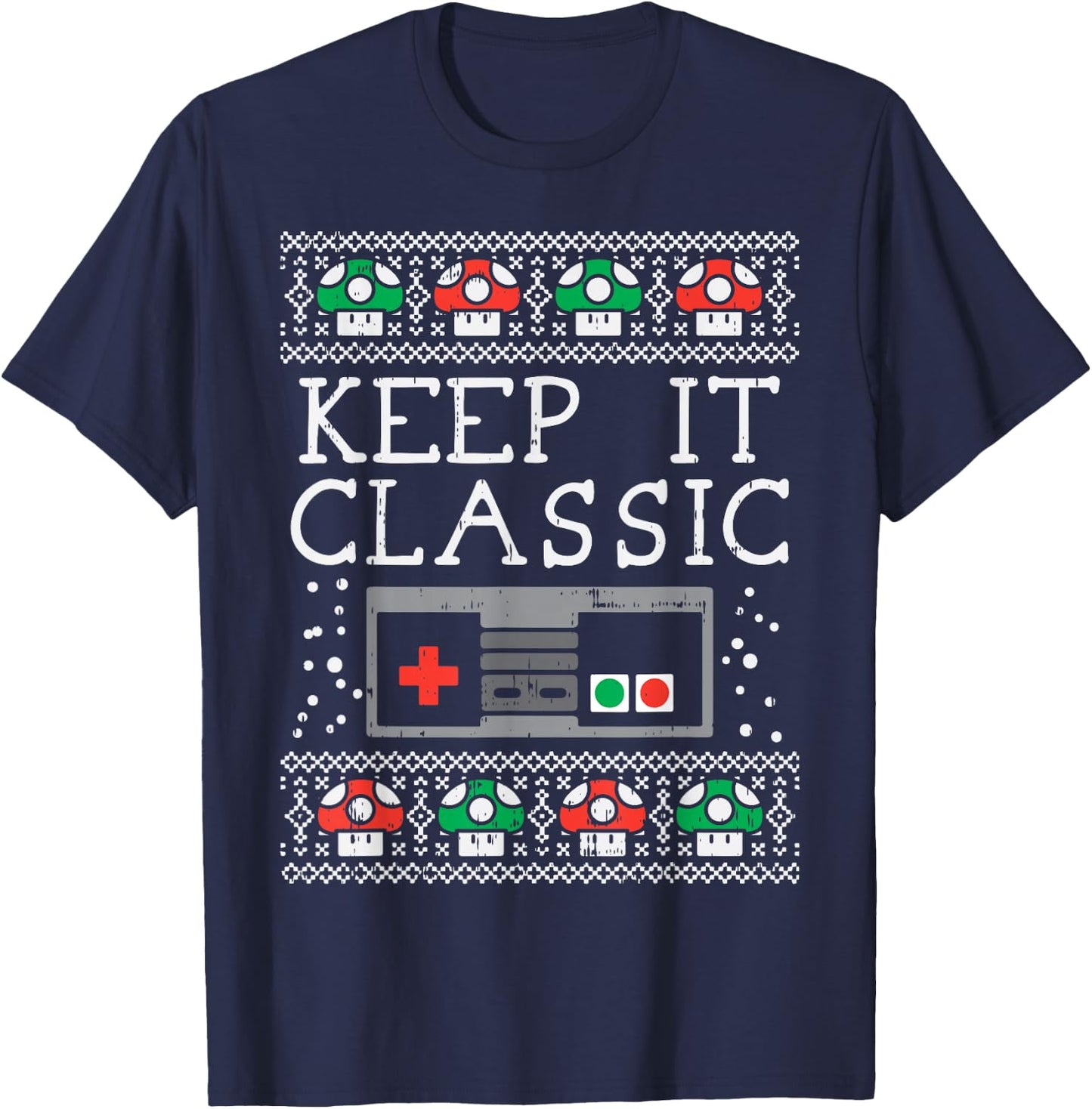 Keep It Classic Video Game Retro Ugly Christmas Gamer PJ T-Shirt - T-Shirt | Navy