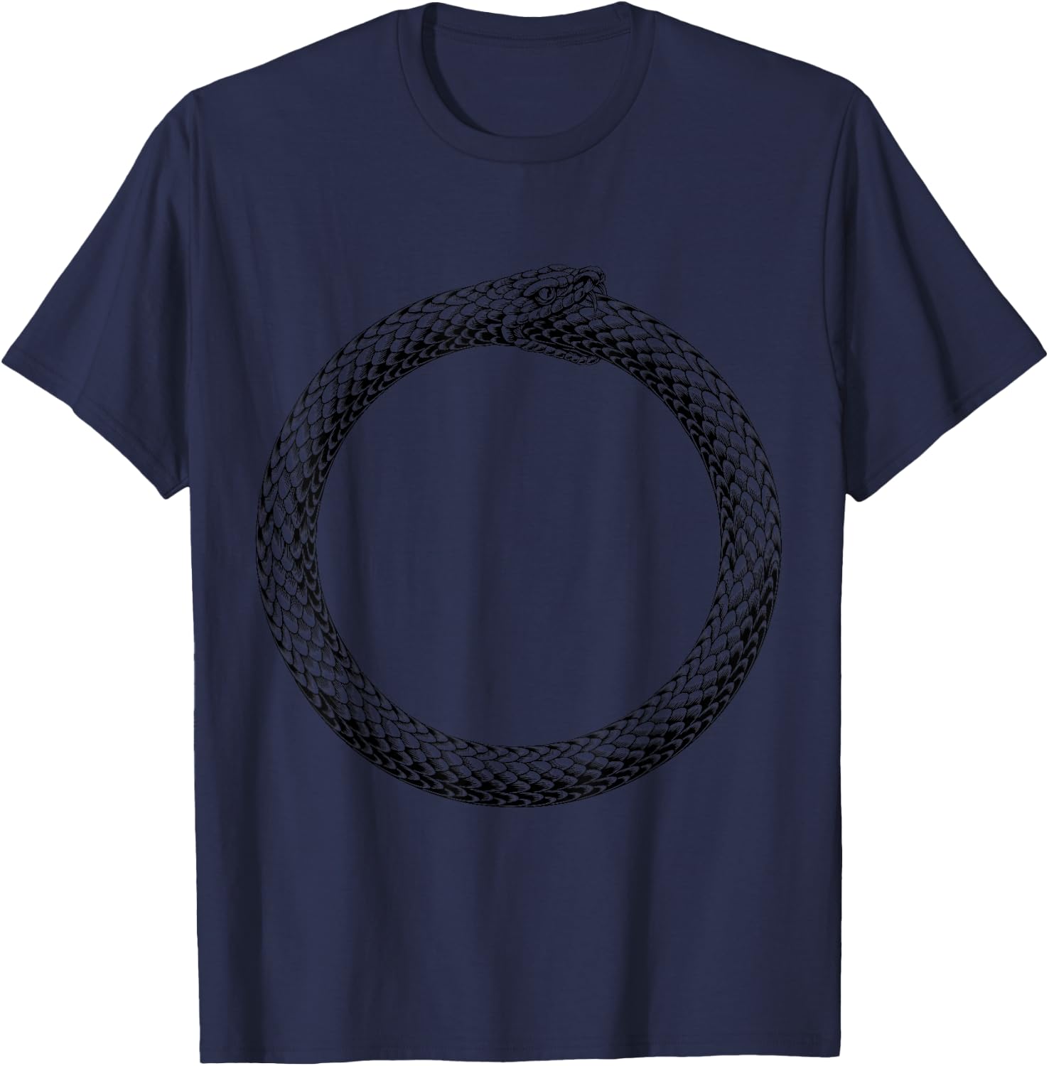 Ouroboros Uroboros Circle Serpent Snake Vintage Woodcut T-Shirt - T-Shirt | Navy