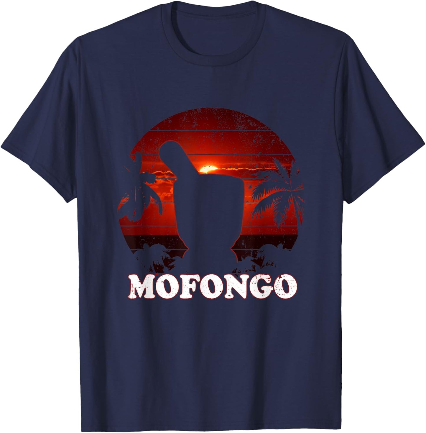 Funny Puerto Rican Food Mofongo Pilon Palm Trees Sunset Gift T-Shirt - T-Shirt | Navy