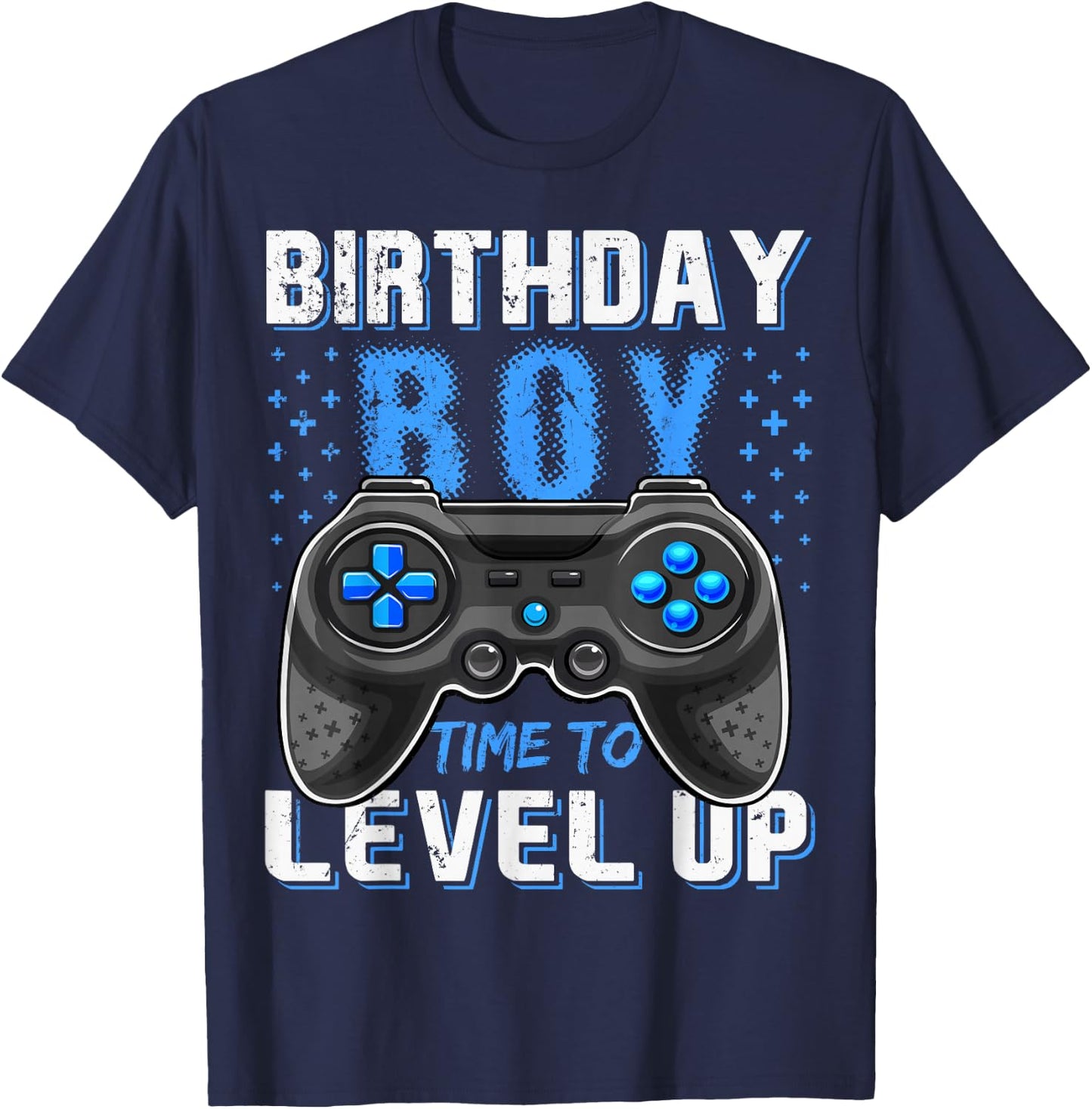 Level Up Birthday Boy Gamer - Classic Fit, Short Sleeve, Black T-Shirt - T-Shirt | Navy