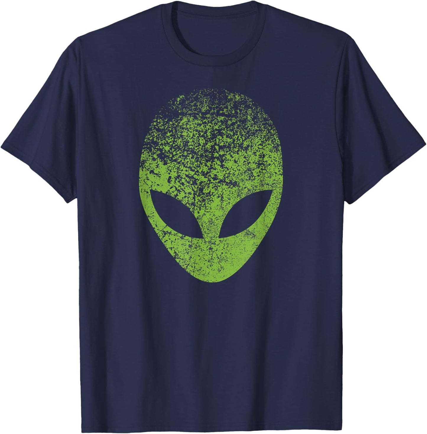 Alien Head Distressed Green Alien Face, Area 51, Roswell UFO T-Shirt - T-Shirt | Navy