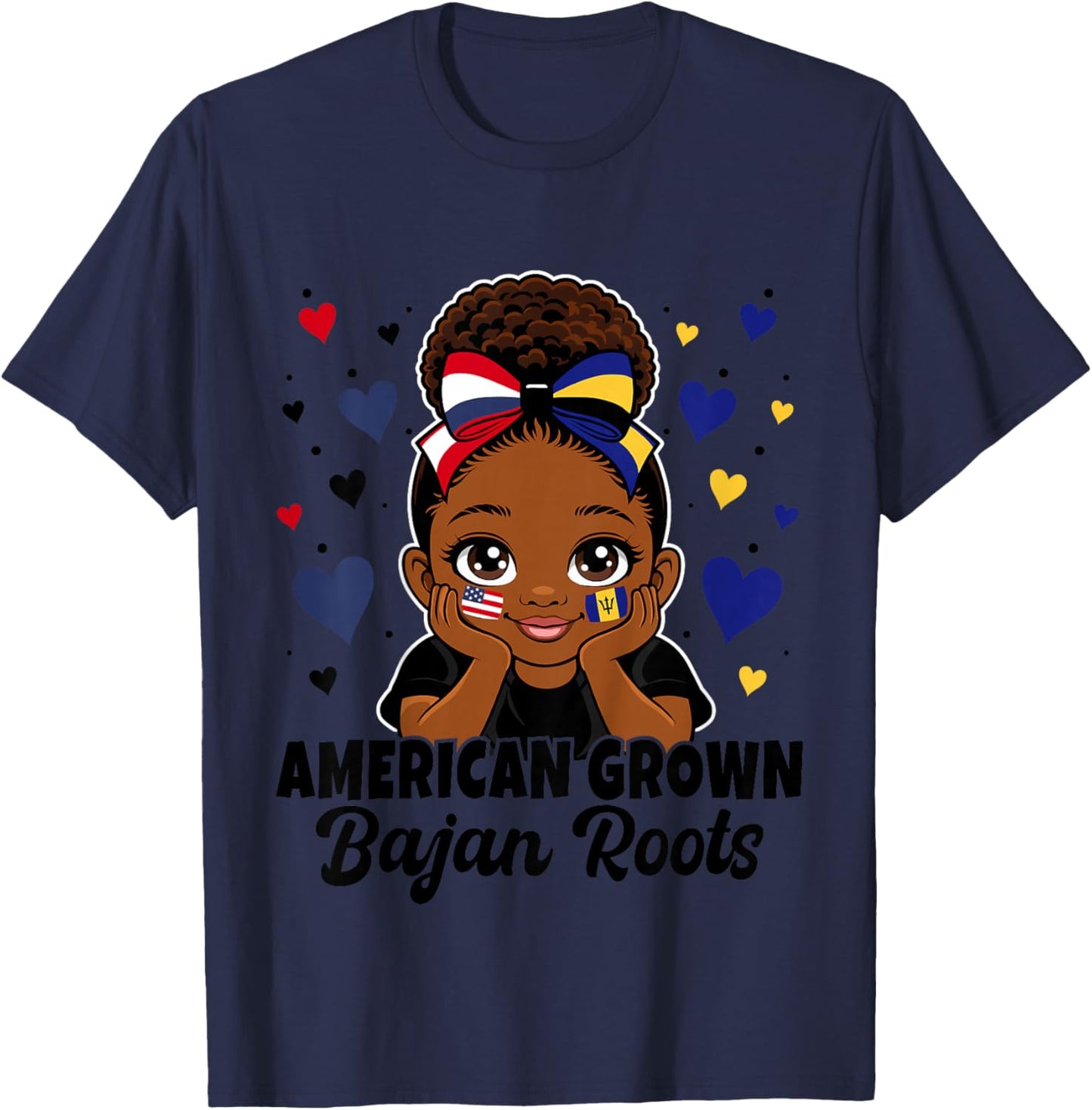 Cute Barbados Girl American Grown Bajan Roots T-Shirt - T-Shirt | Navy