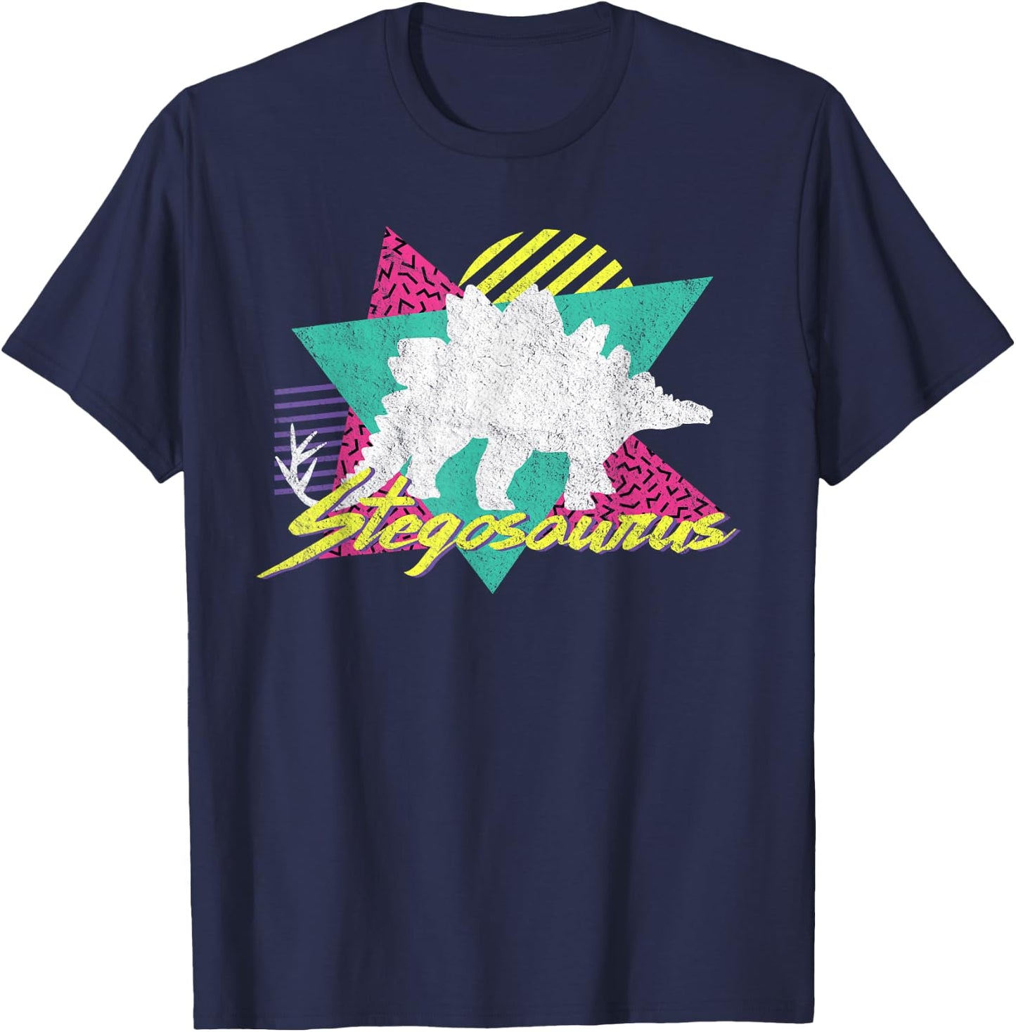 Vintage Retro 80s Or 90s Stegosaurus Dinosaur T-Shirt - T-Shirt | Navy
