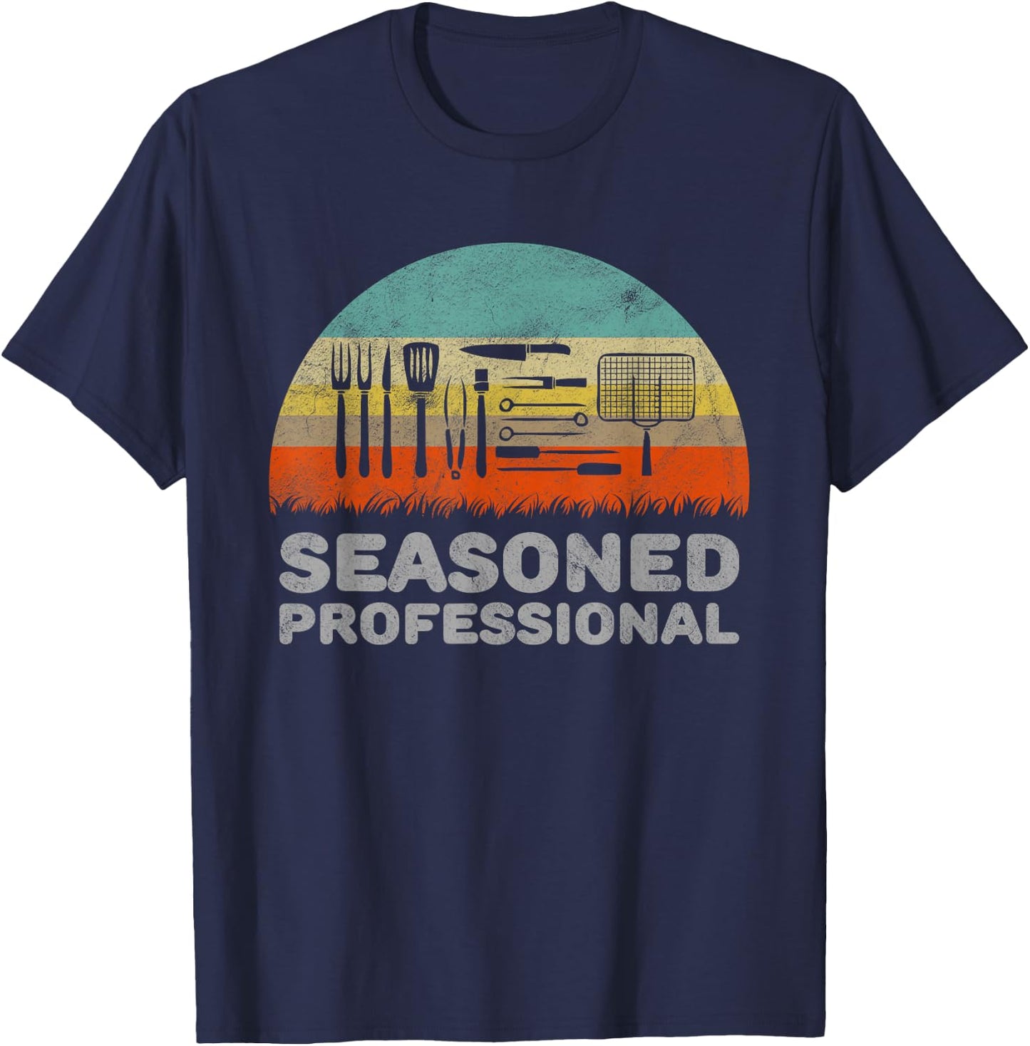 Funny Seasoned Professional Barbecue Pun T-Shirt - T-Shirt | Navy