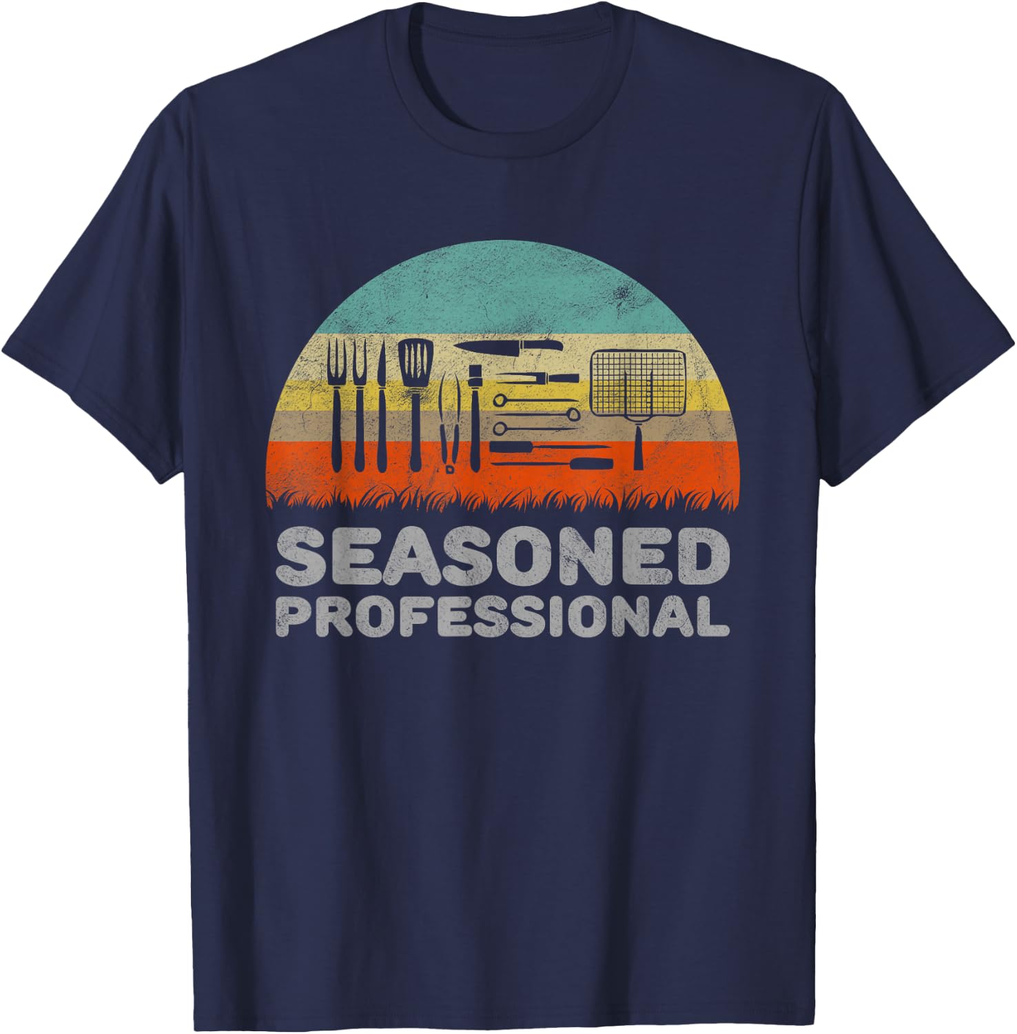 Funny Seasoned Professional Barbecue Pun T-Shirt - T-Shirt | Navy