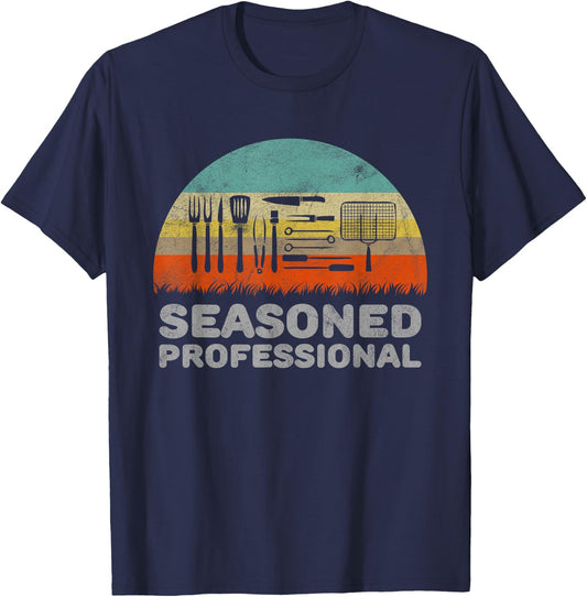 Funny Seasoned Professional Barbecue Pun T-Shirt - T-Shirt | Navy