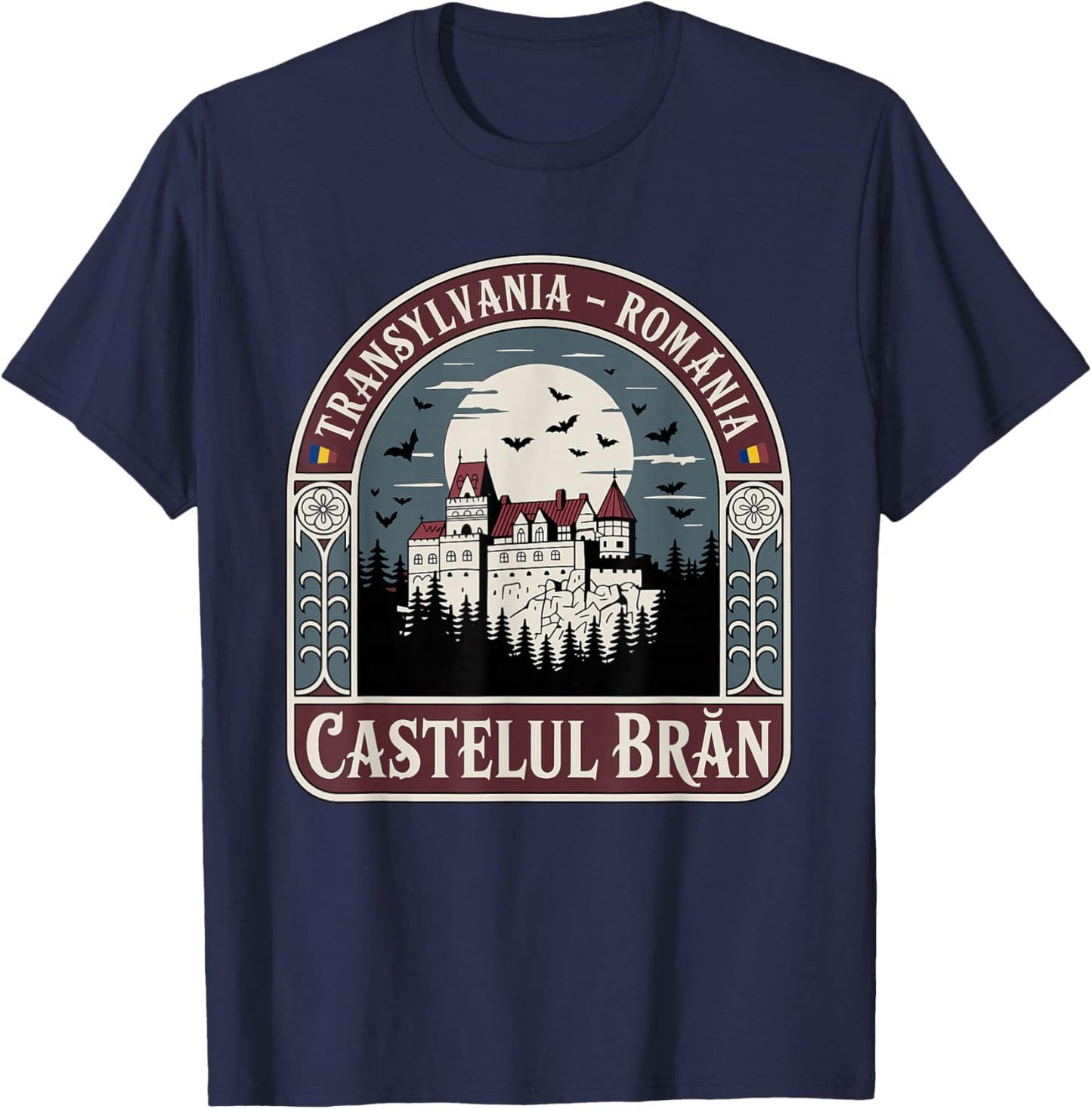 Transylvania Romania Castelul Bran Souvenir T-Shirt - T-Shirt | Navy