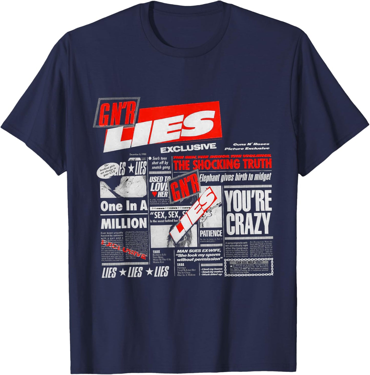 Guns N' Roses Official Lies T-Shirt - T-Shirt | Navy