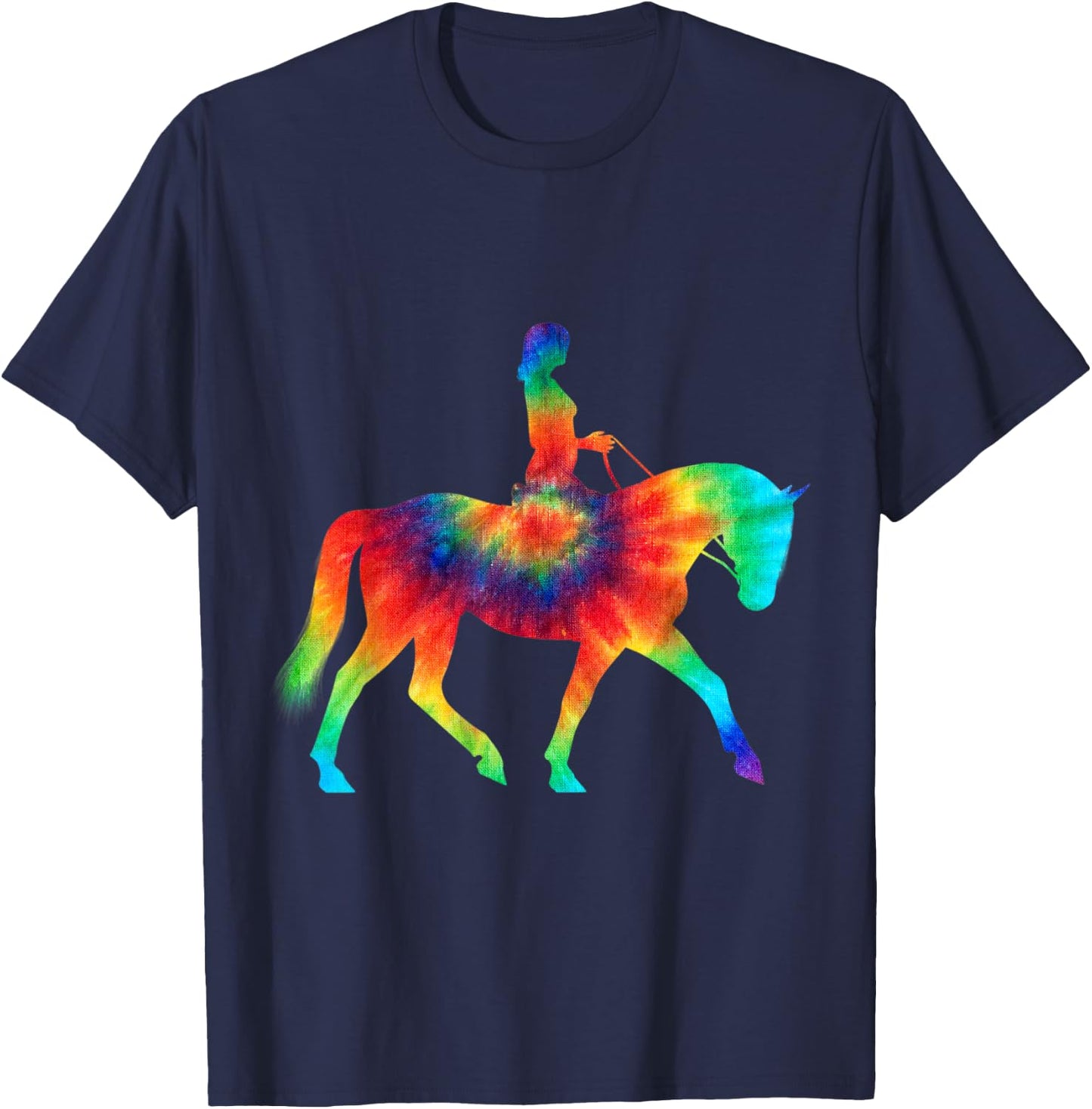 Tie Dye Horse Tie Dyed Polo Player Horseback Riding T Shirt T-Shirt - T-Shirt | Navy