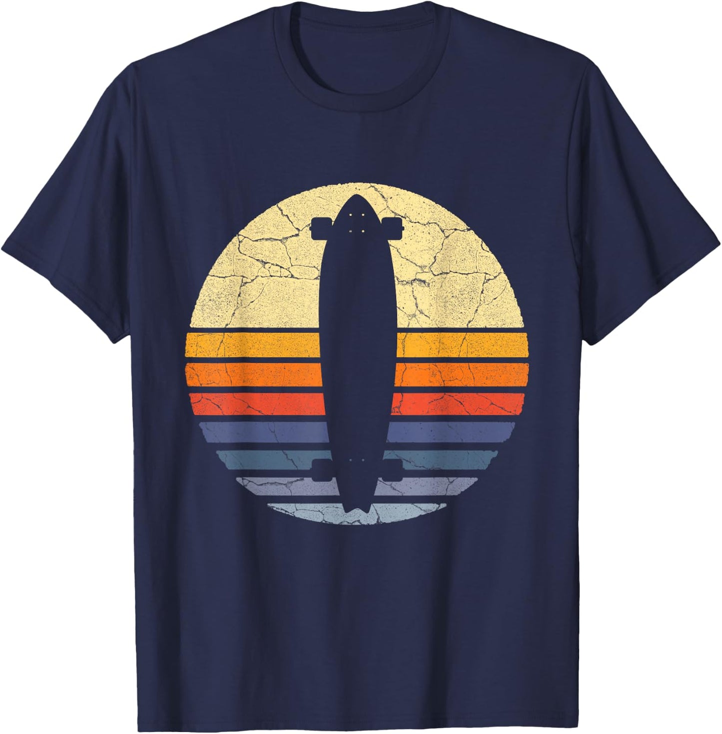 Distressed Longboard Longboarding Lovers & Longboarder Gift T-Shirt - T-Shirt | Navy