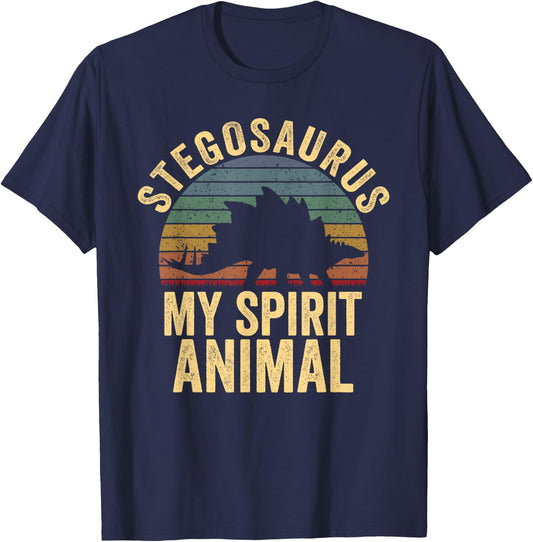 Stegosaurus Is My Spirit Animal Dinosaur Lovers Gift T-Shirt - T-Shirt | Navy