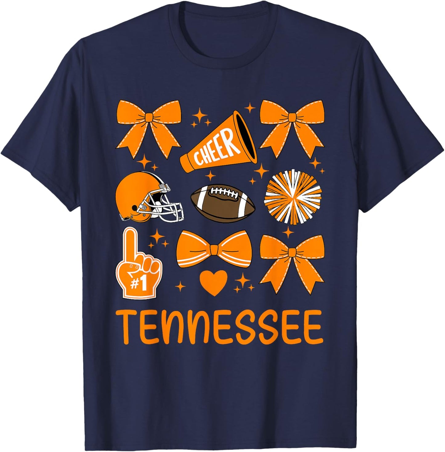 Tennessee Women Toddler Girls Kids Bow Orange For TN Lovers T-Shirt - T-Shirt | Navy