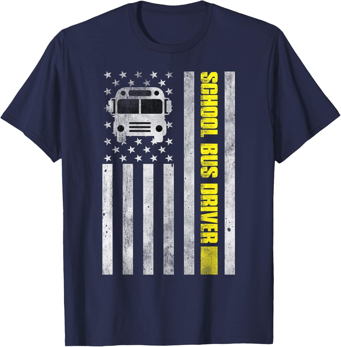 School Bus Driver American Flag Design - School Bus Driver T-Shirt - T-Shirt | Navy