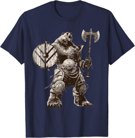 Viking Bear Warrior Odin Berserker Vikings Myths T-Shirt - T-Shirt | Navy