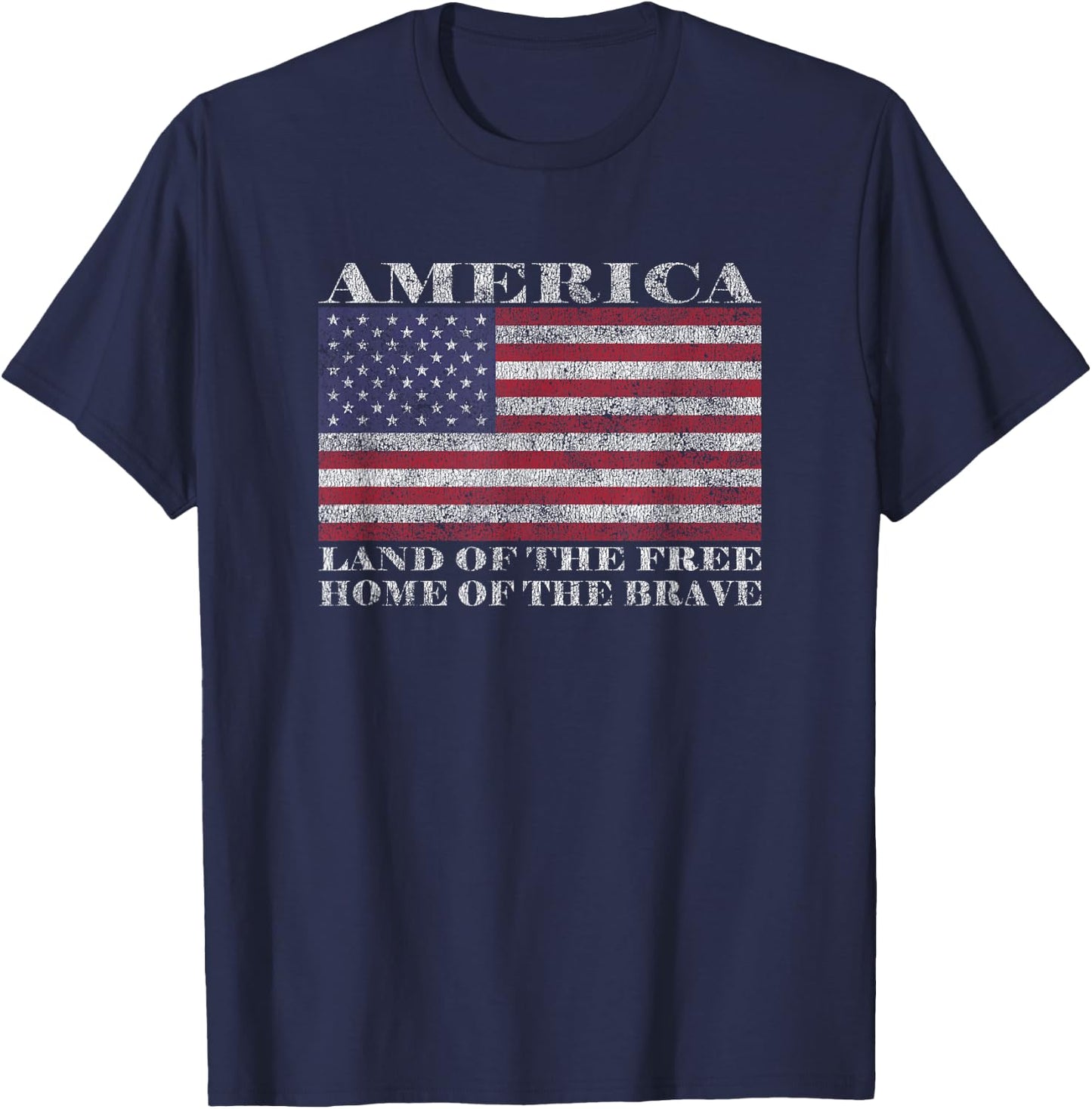 America Land Of The Free Home Of The Brave T-Shirt - T-Shirt | Navy