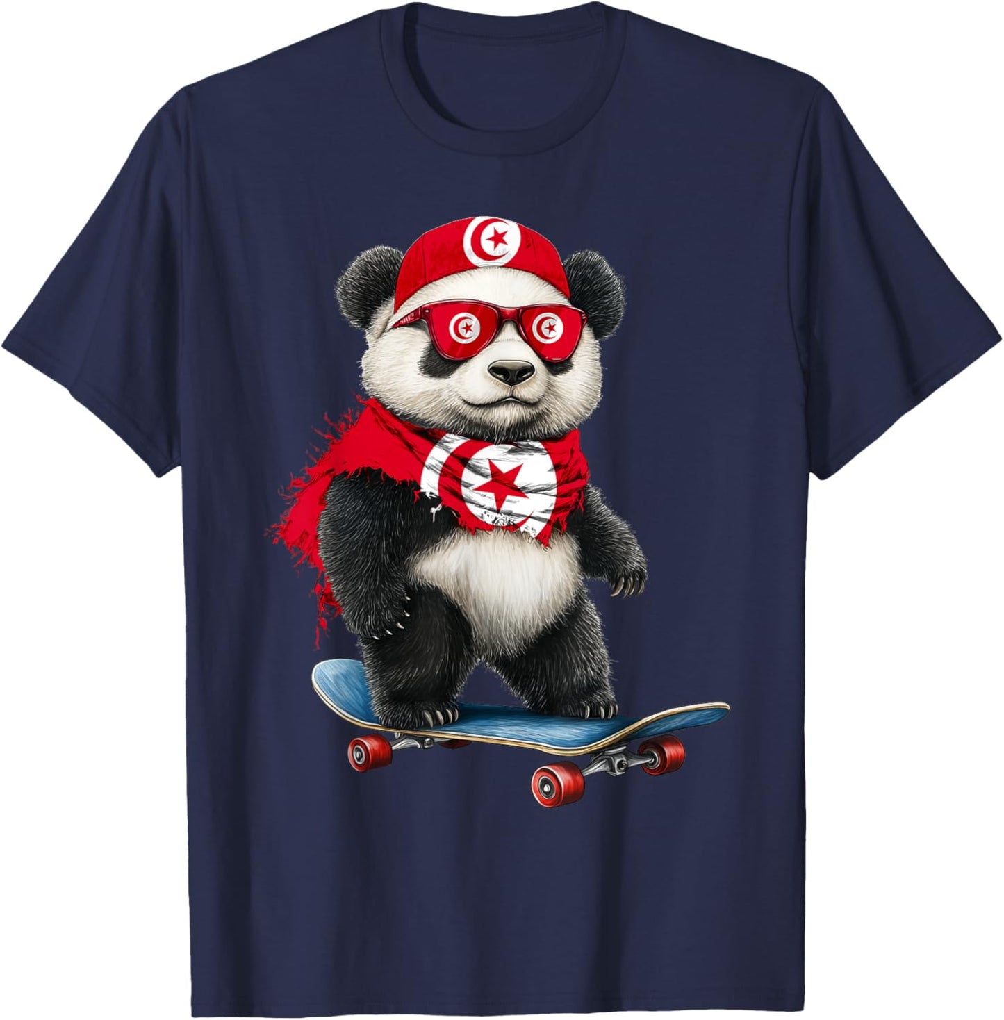 Tunisian Flag American US Flags Panda Heritage Tunisia T-Shirt - T-Shirt | Navy