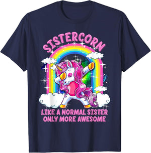 Sistercorn Like A Normal Sister Only More Awesome Unicorn T-Shirt - T-Shirt | Navy