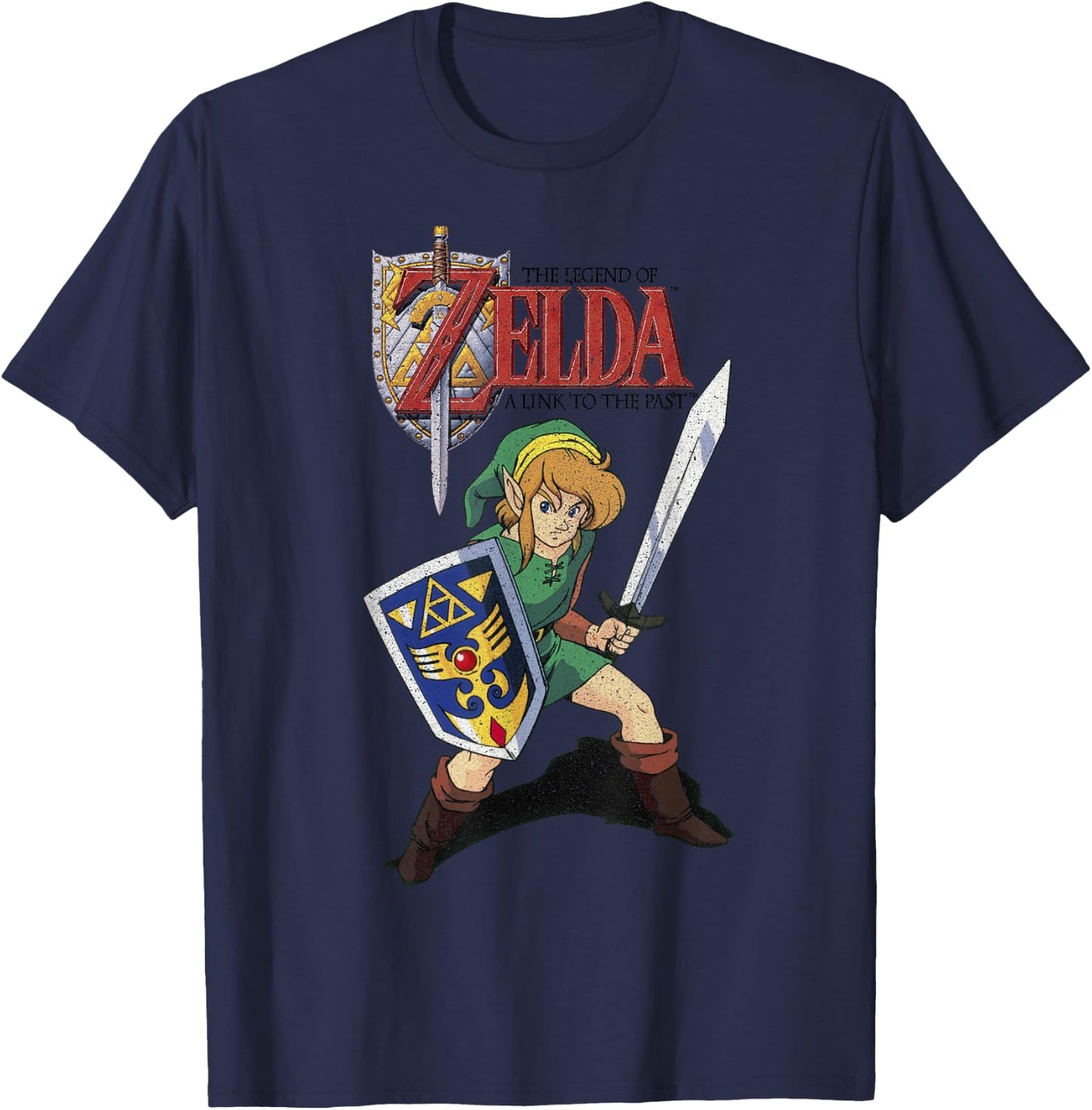 Legend of Zelda Grey Cartoon Art - , Classic Fit, Short Sleeve T-Shirt - T-Shirt | Navy