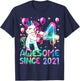 Flossing Unicorn 4 Year Old 4th Birthday Girl Unicorn Party T-Shirt - T-Shirt | Navy