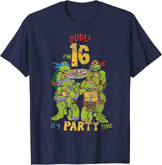 Teenage Mutant Ninja Turtles 16th Birthday Pizza Party T-Shirt - T-Shirt | Navy