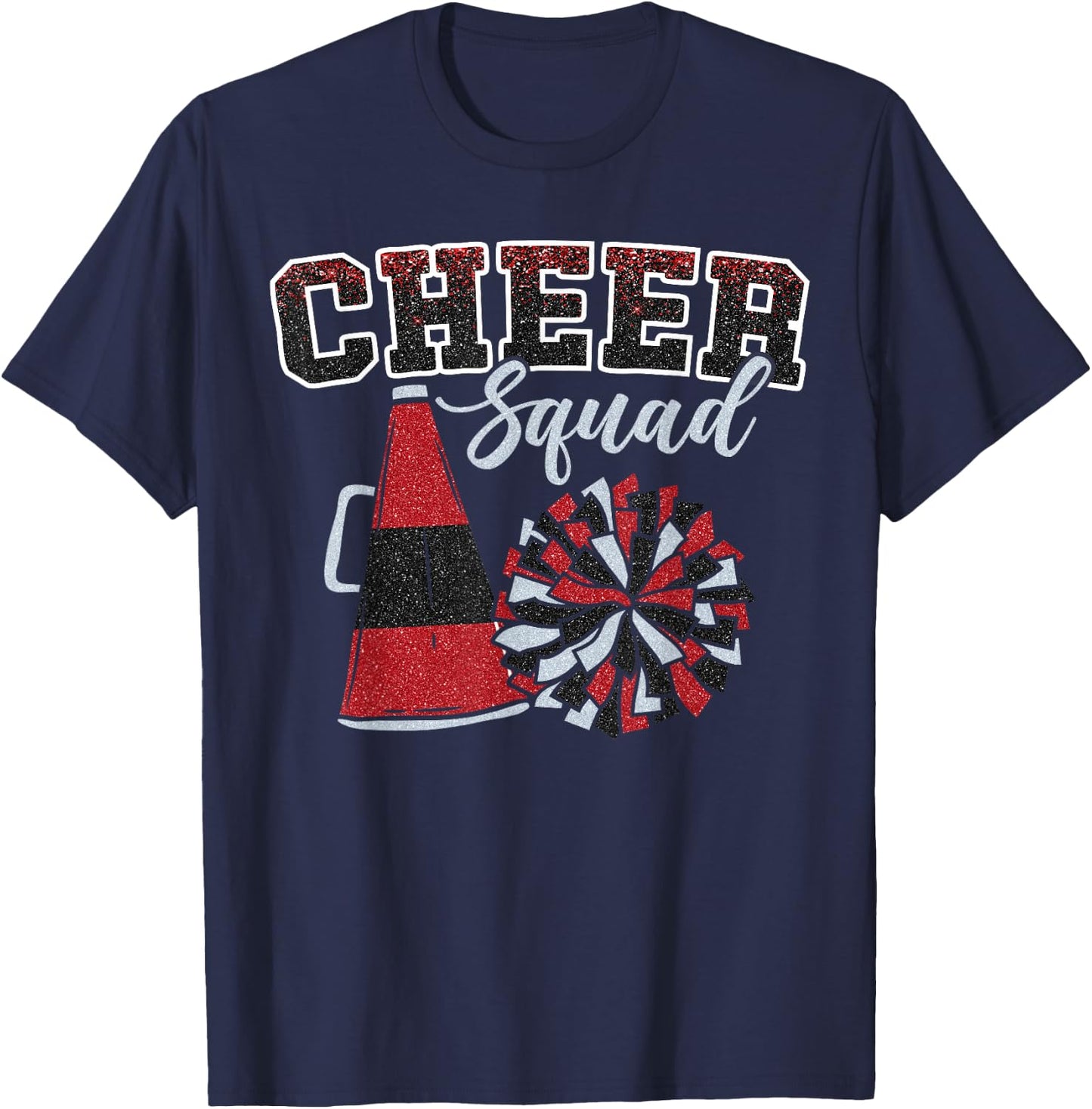 Cheer Squad Funny Cheerleader Cheerleading Red Women Girl T-Shirt - T-Shirt | Navy
