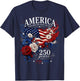 America Flag Floral 250 Years 4th July Girl T-Shirt - T-Shirt | Navy