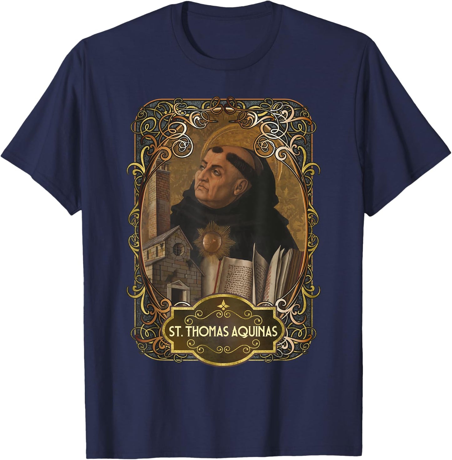 St. Thomas Aquinas Philosophy Catholic Theology Saint T-Shirt - T-Shirt | Navy