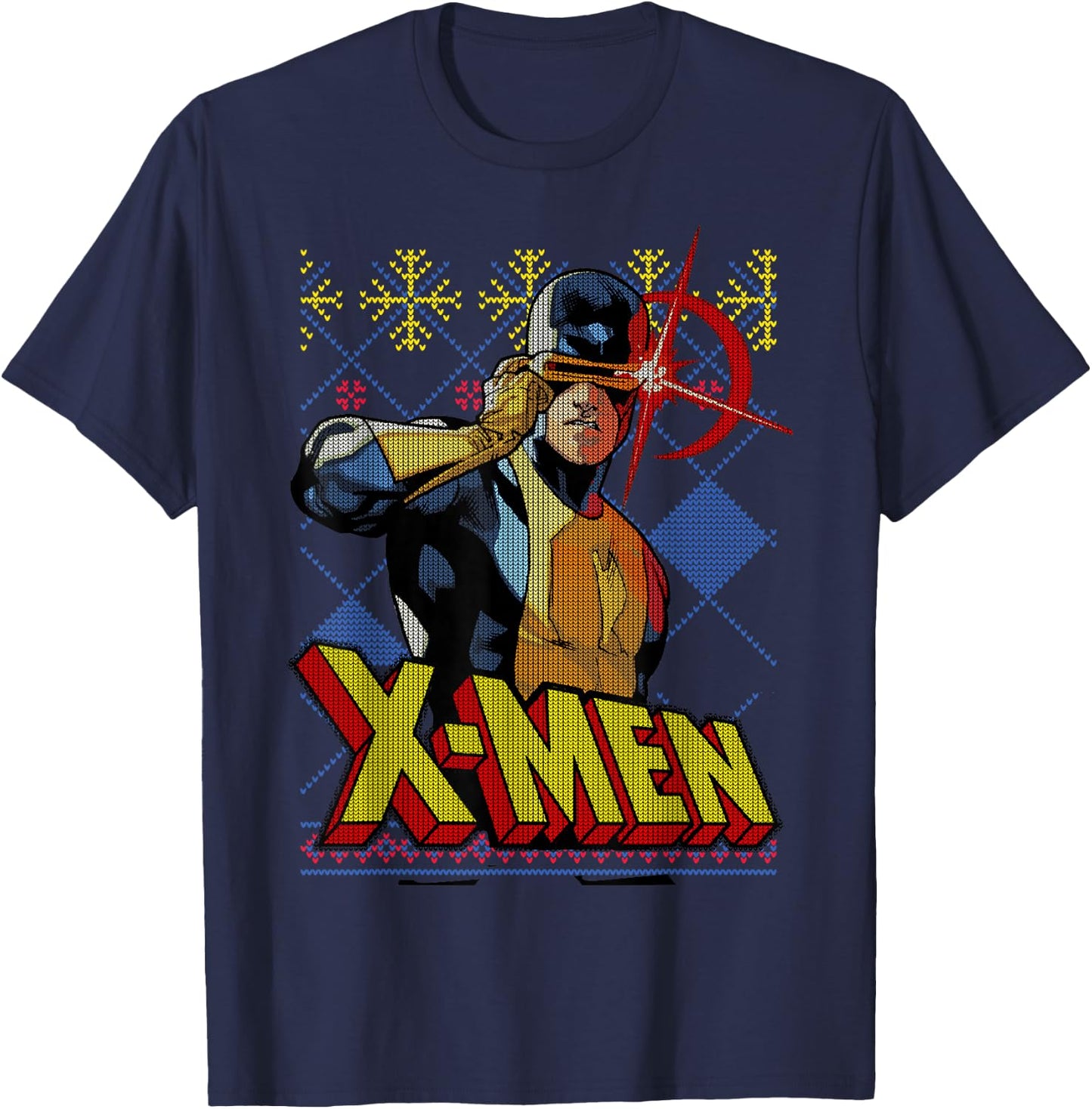 Marvel X-Men Cyclops Ugly Christmas Sweater Graphic T-Shirt - T-Shirt | Navy