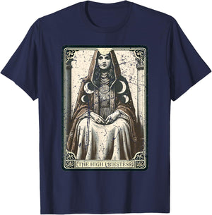 The High Priestess Bohemian Tarot Card Boho T-Shirt - T-Shirt | Navy
