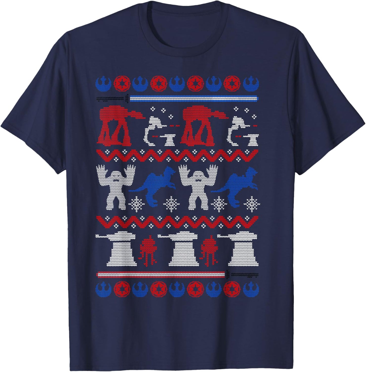 Star Wars Hoth Battle Ugly Christmas Sweater Graphic T-Shirt - T-Shirt | Navy