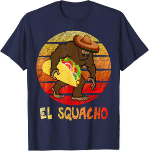 El Squacho Sasquatch Taco Sombrero Cinco de Mayo T-Shirt - T-Shirt | Navy