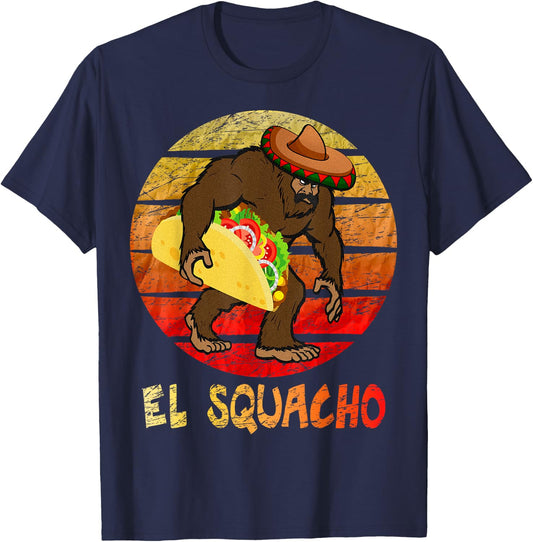 El Squacho Sasquatch Taco Sombrero Cinco de Mayo T-Shirt - T-Shirt | Navy