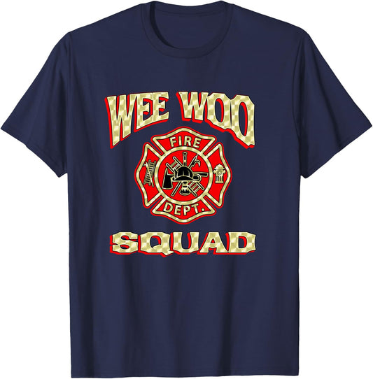 WEE WOO SQUAD Funny Firefighter Gift Fire Fighter Costume T-Shirt - T-Shirt | Navy