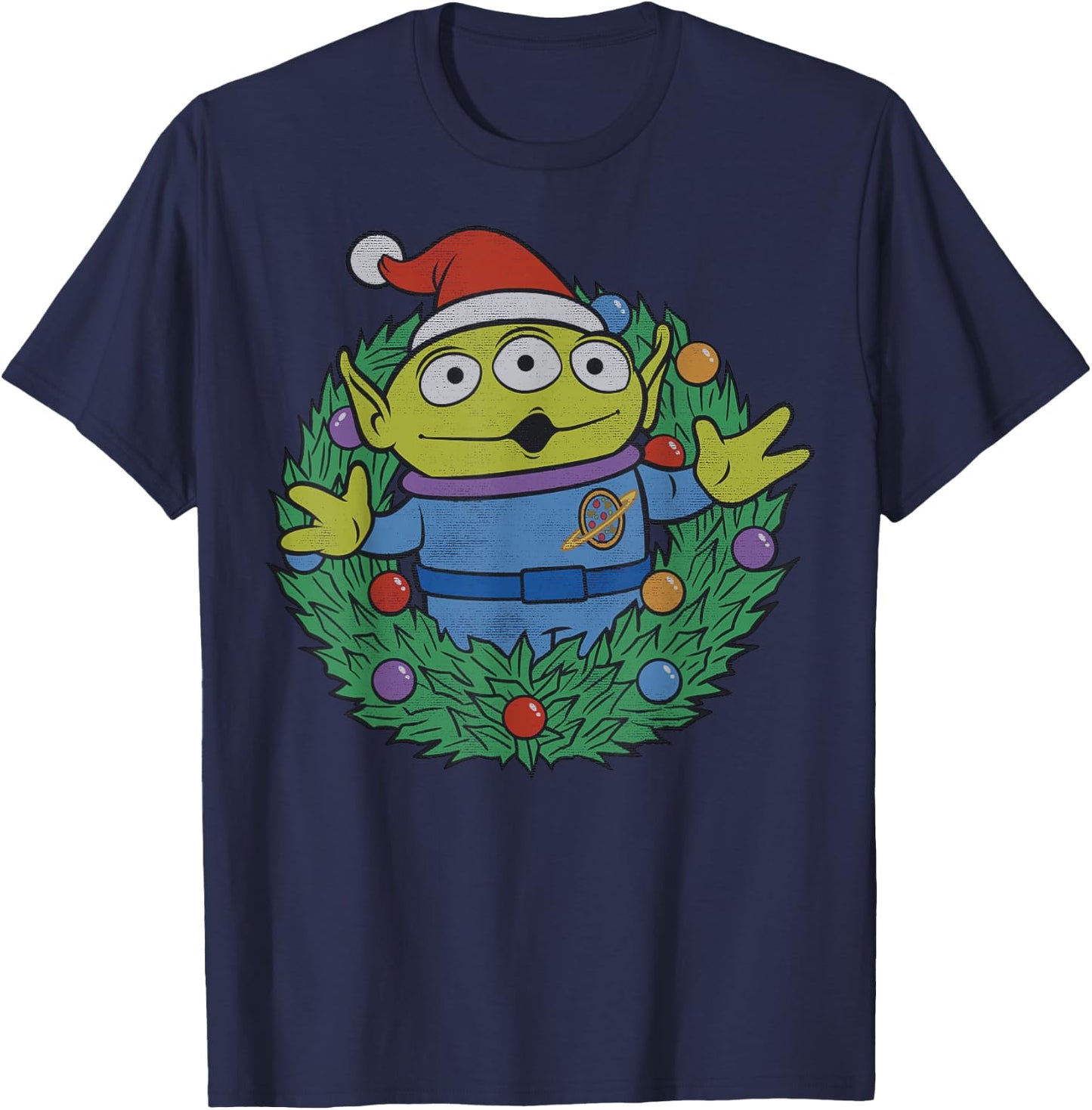 Disney Pixar Toy Story Alien Christmas Wreath T-Shirt - T-Shirt | Navy