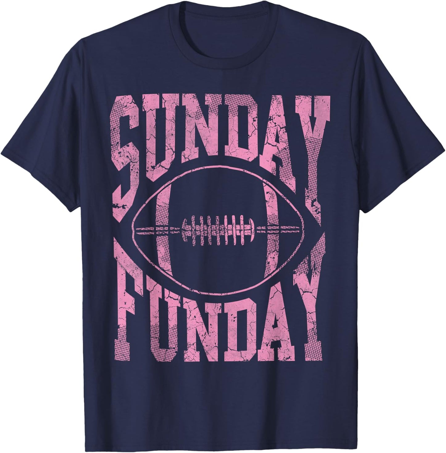 Cute Sunday Funday Football Women Girls T-Shirt - T-Shirt | Navy