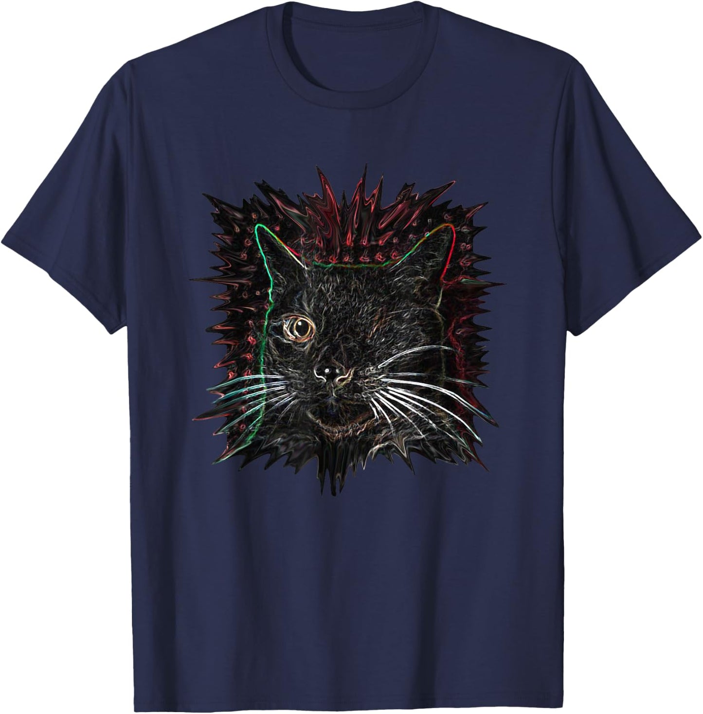 Funny One Eyed Cat Women T-Shirt - T-Shirt | Navy
