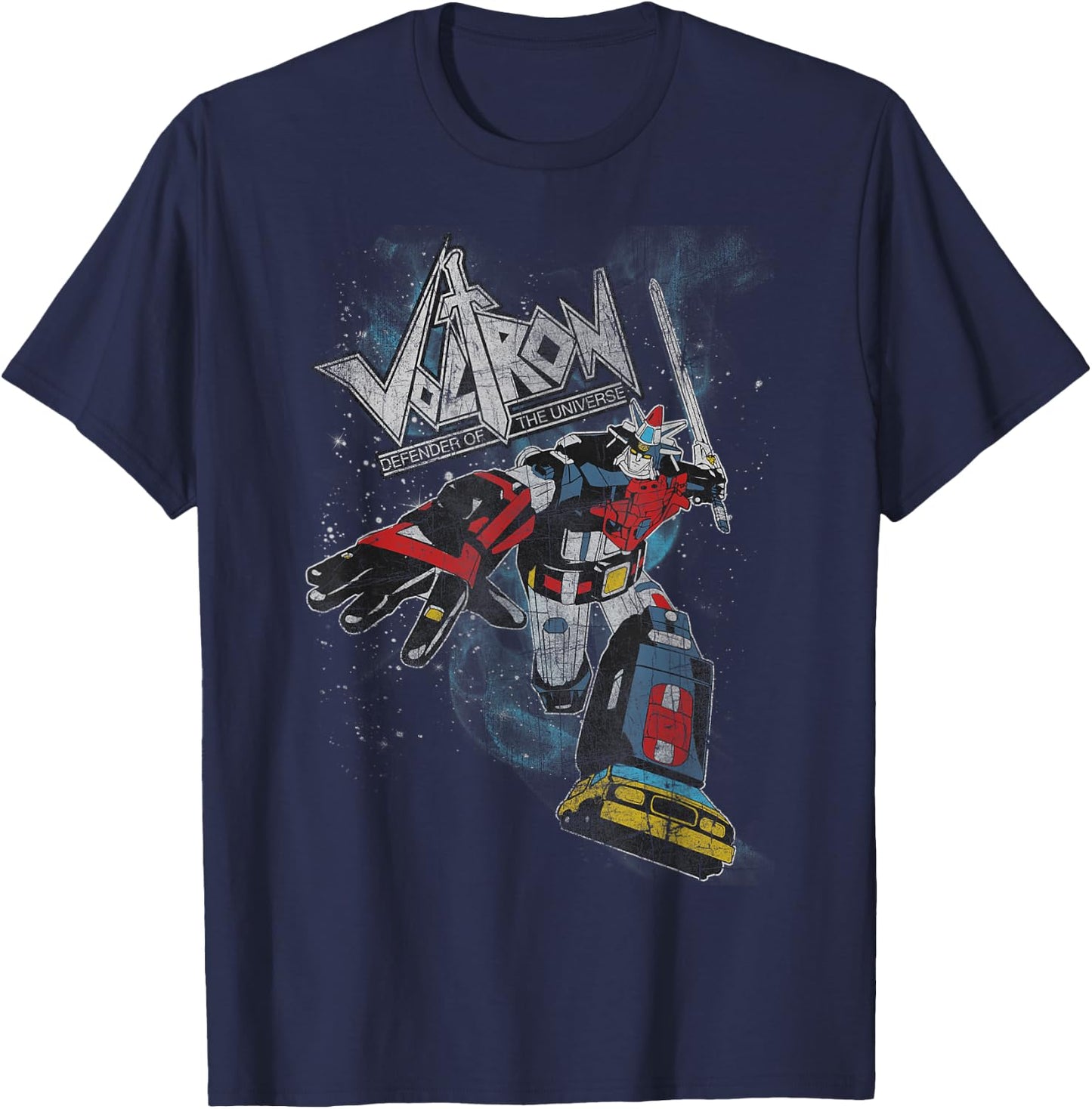 Voltron Retro Defender Battle Stance Space Graphic T-Shirt - T-Shirt | Navy